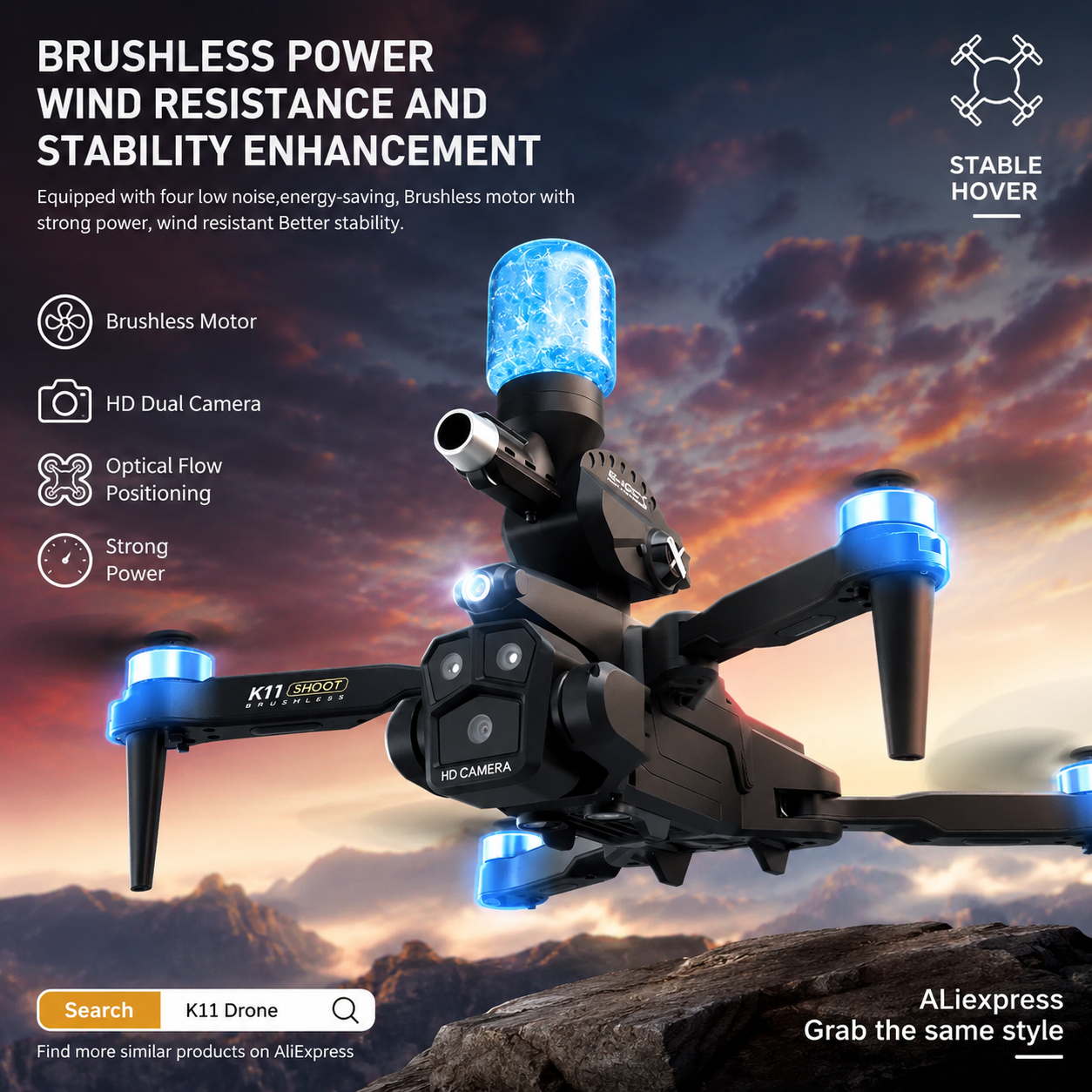 K11MAX Drone with Water Bombs  - Drone Gimbal Mount review and price